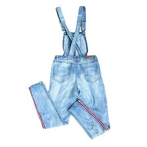 Dollhouse Women's Juniors Varsity Stripe Denim Overalls Size 7